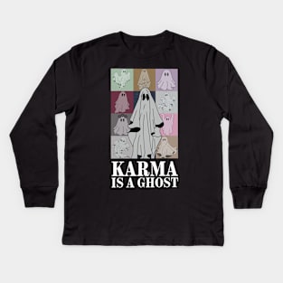 Karma Is A Ghost Funny Happy Halloween Kids Long Sleeve T-Shirt